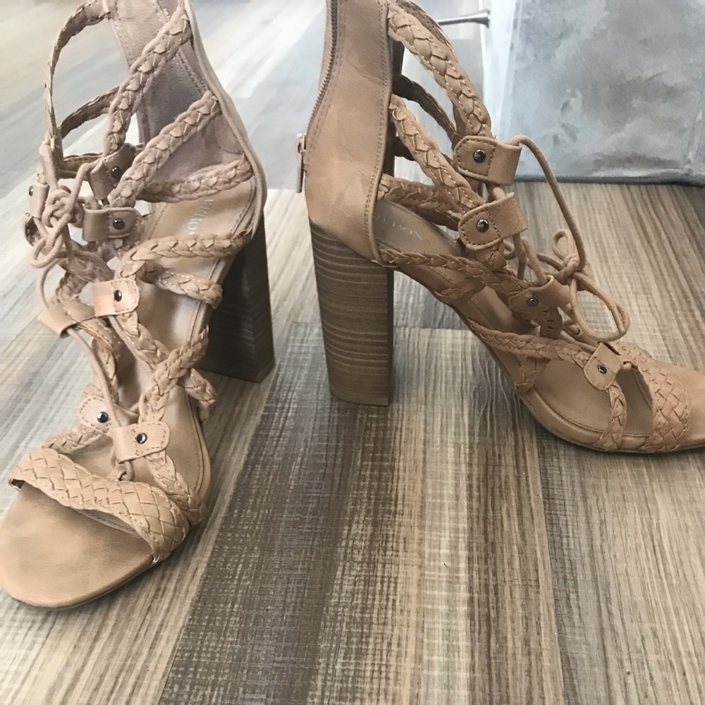 Tan strappy heels